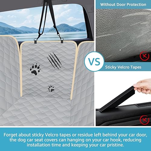 Miniatura 10 de Lassie Fundas de asiento trasero de automóvil para camión, hamaca impermeable para automóvil para camión con 2 cinturones de seguridad para perros y
