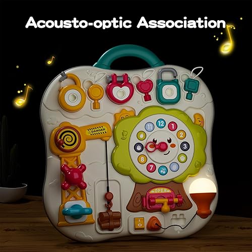Miniatura 3 de DOLIVE Tablero de actividades Montessori Toys para niños pequeños, tablero sensorial para bebés con interruptores de luz, actividad de aprendizaje