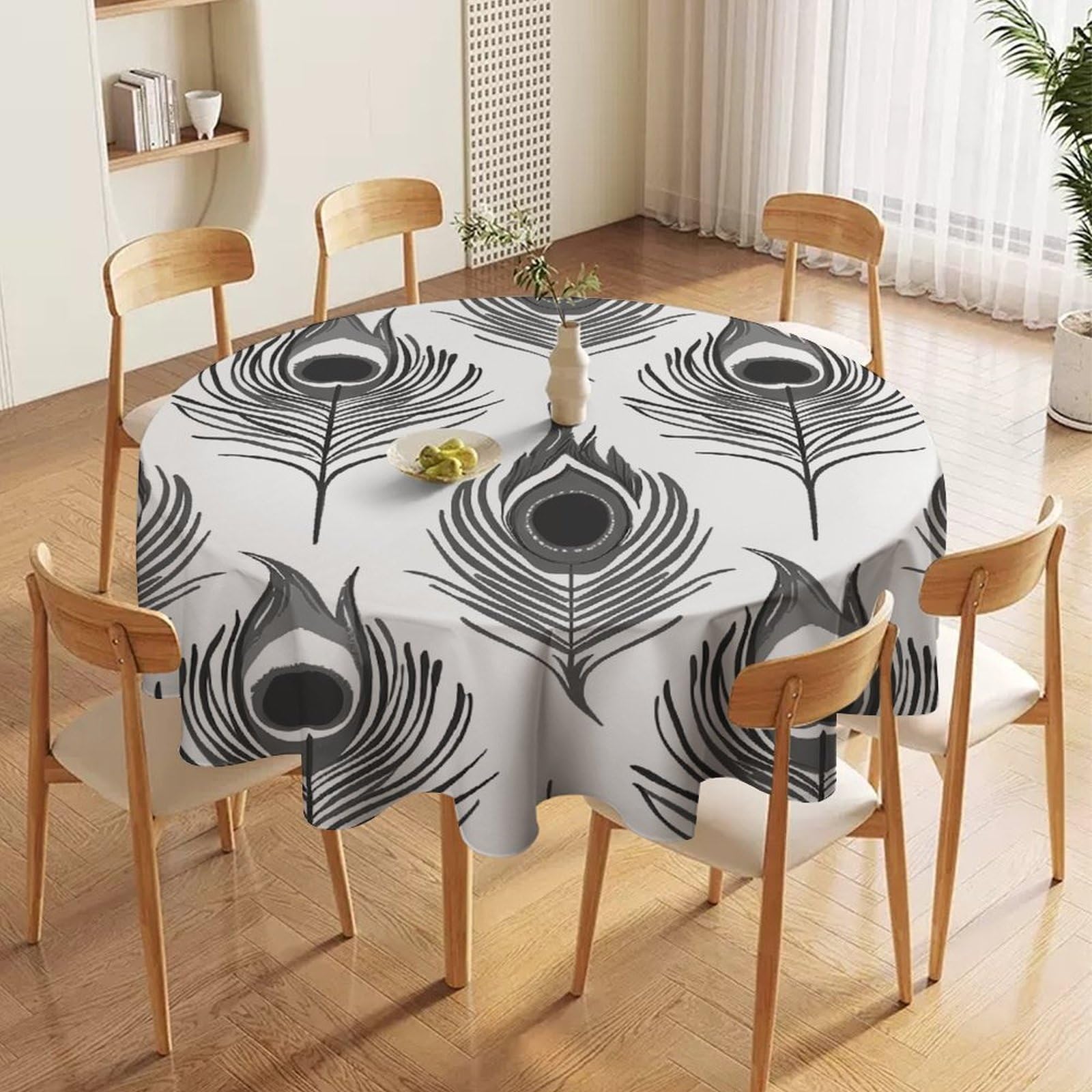 Nappe ronde plumes de paon de qualité supérieure, protection étanche lavable 177 cm