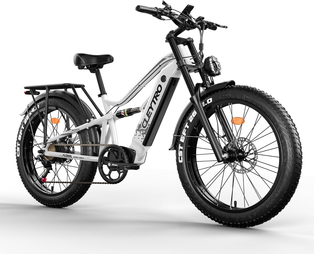 Lohang Vélo électrique pour Adultes, VTT 26 Pouces, Batterie 48V 18 Ah, autonomie jusqu'à 40-90 km, Moteur Unique, Double amortisseurs, 7 Vitesses, vélo électrique de Plage et de Neige
