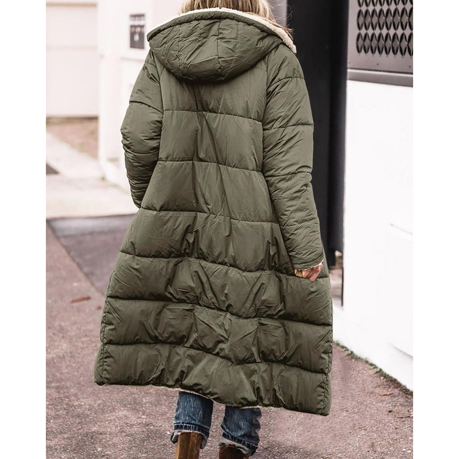 Cocila Manteau D'hiver Chaud à La Pour Dames Doudoune Capuche Manches Longues Double Long Fourrure Veste Noire Femmes Veste Mi Saison Chic D'ÉTé Courte Blanche Bombers Fleuri Daim