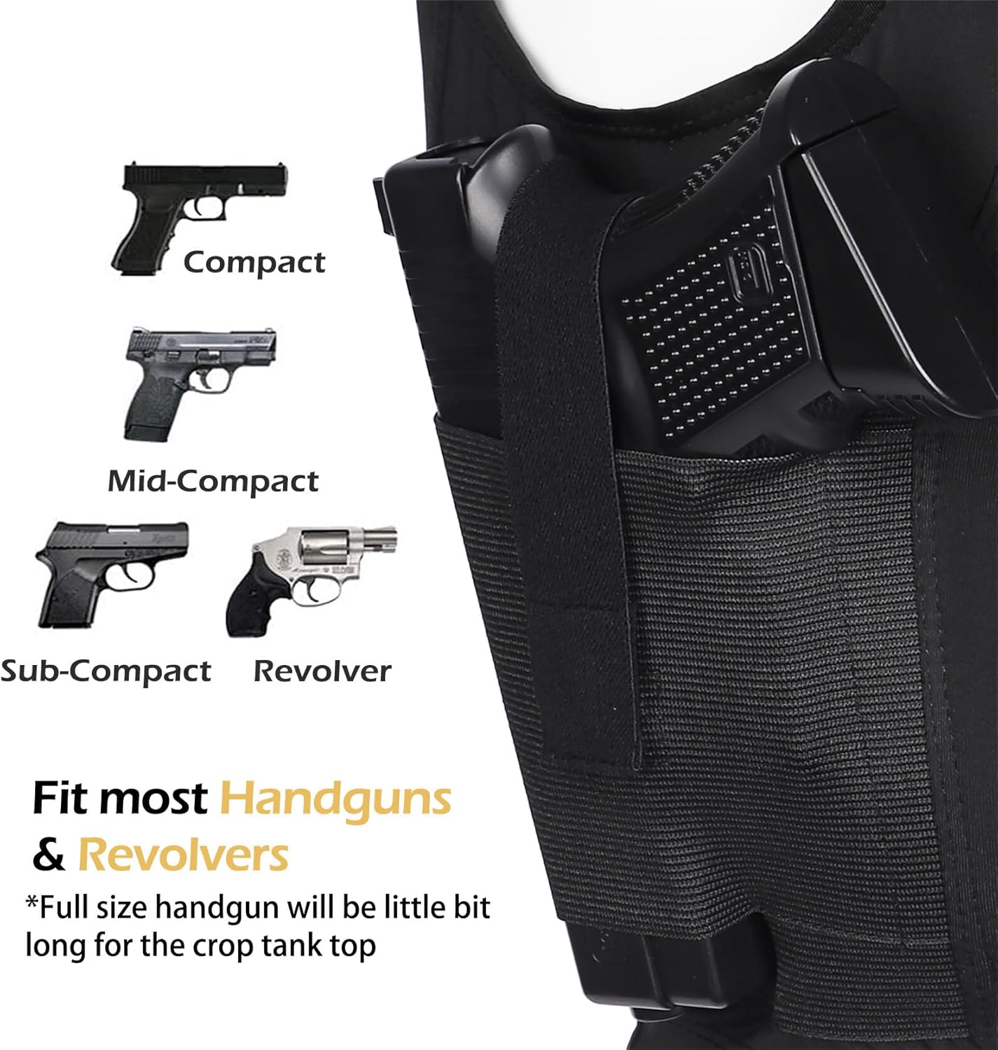 Lilcreek Women's Concealed Carry Crop Tank Tops,Undercover Handgun CCW Tactical Gun Holster Shirt Clothing - Image 3