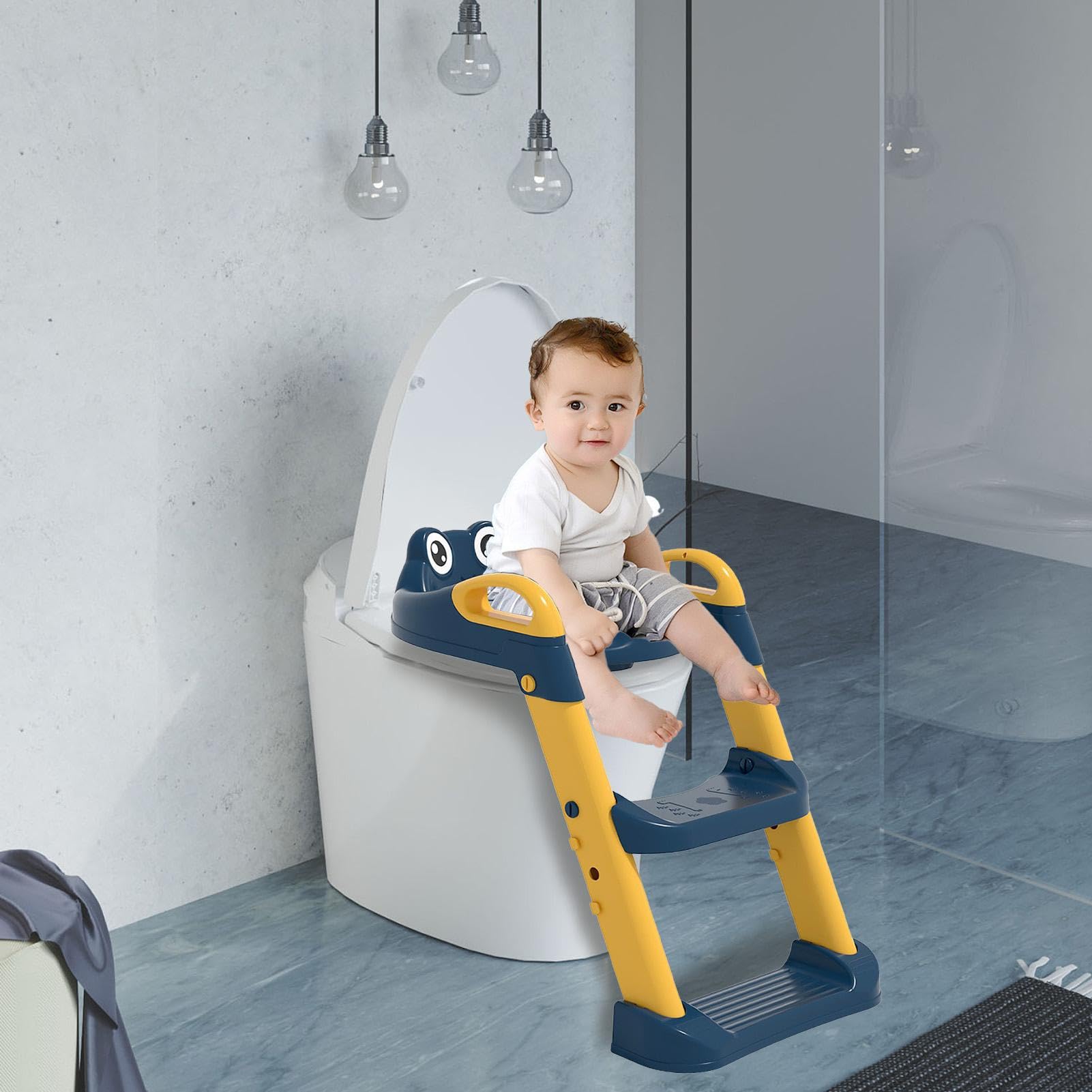 Scaletta per vasino – Sedile WC per bambini con gradini, sedile pieghevole | da allenamento | Sicuro vasino, poggiapiedi per WC per bambini