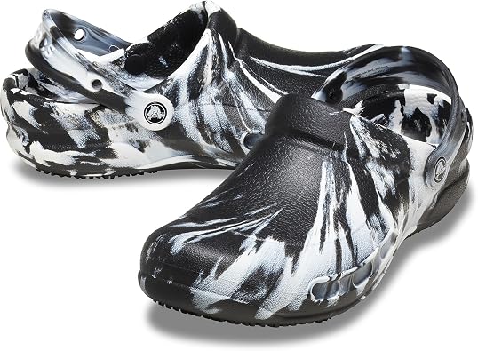 Crocs Unisex-Adult Bistro Work Clogs | Enclosed Toe | Slip Resistant | All Day Comfort, Black/White, 45 EU