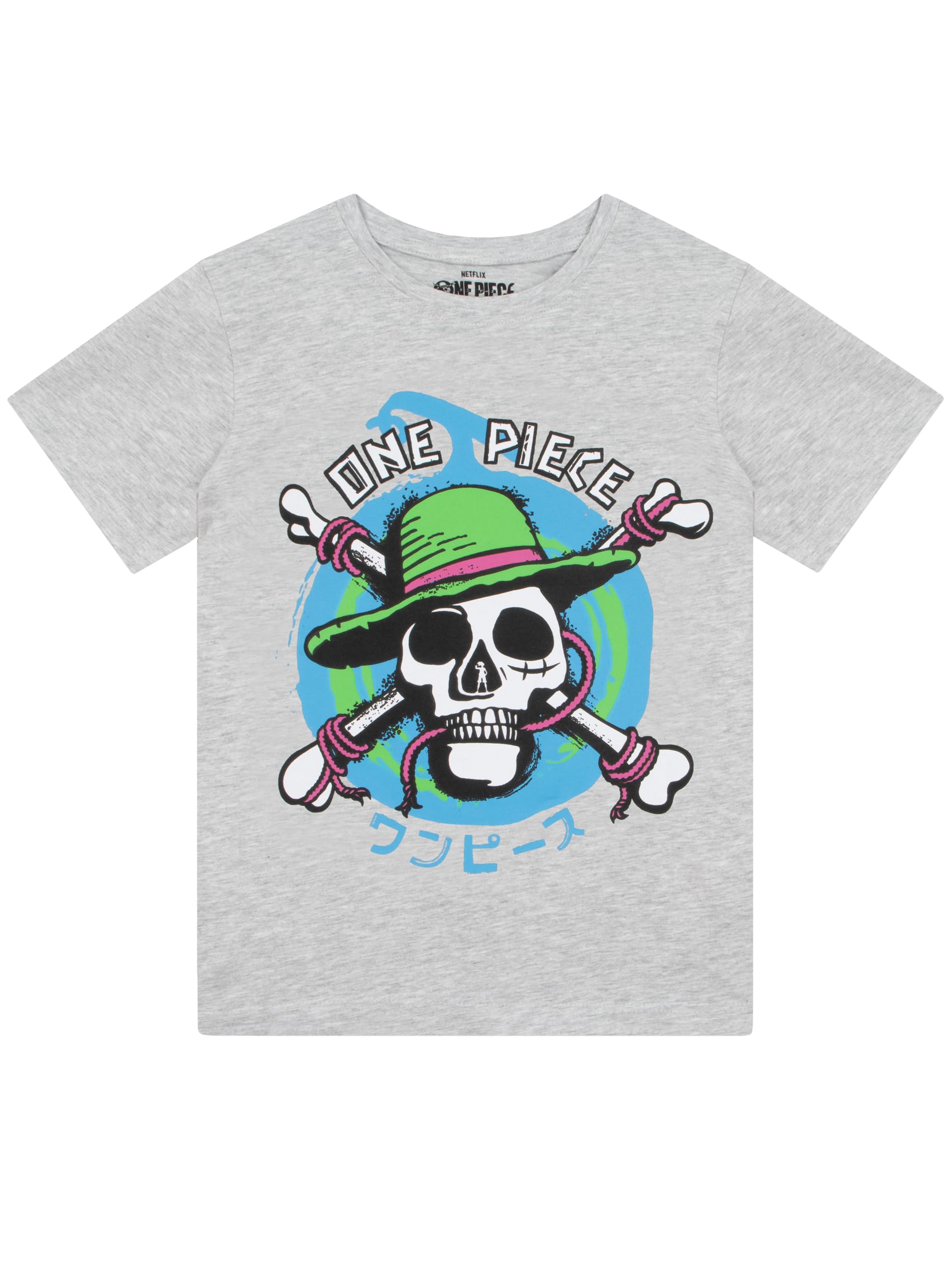 One Piece Boys Tshirt, Anime T Shirt, Kids T Shirt, Kids Clothes for Summer, Cotton Summer Top, Grey 12-13 Years