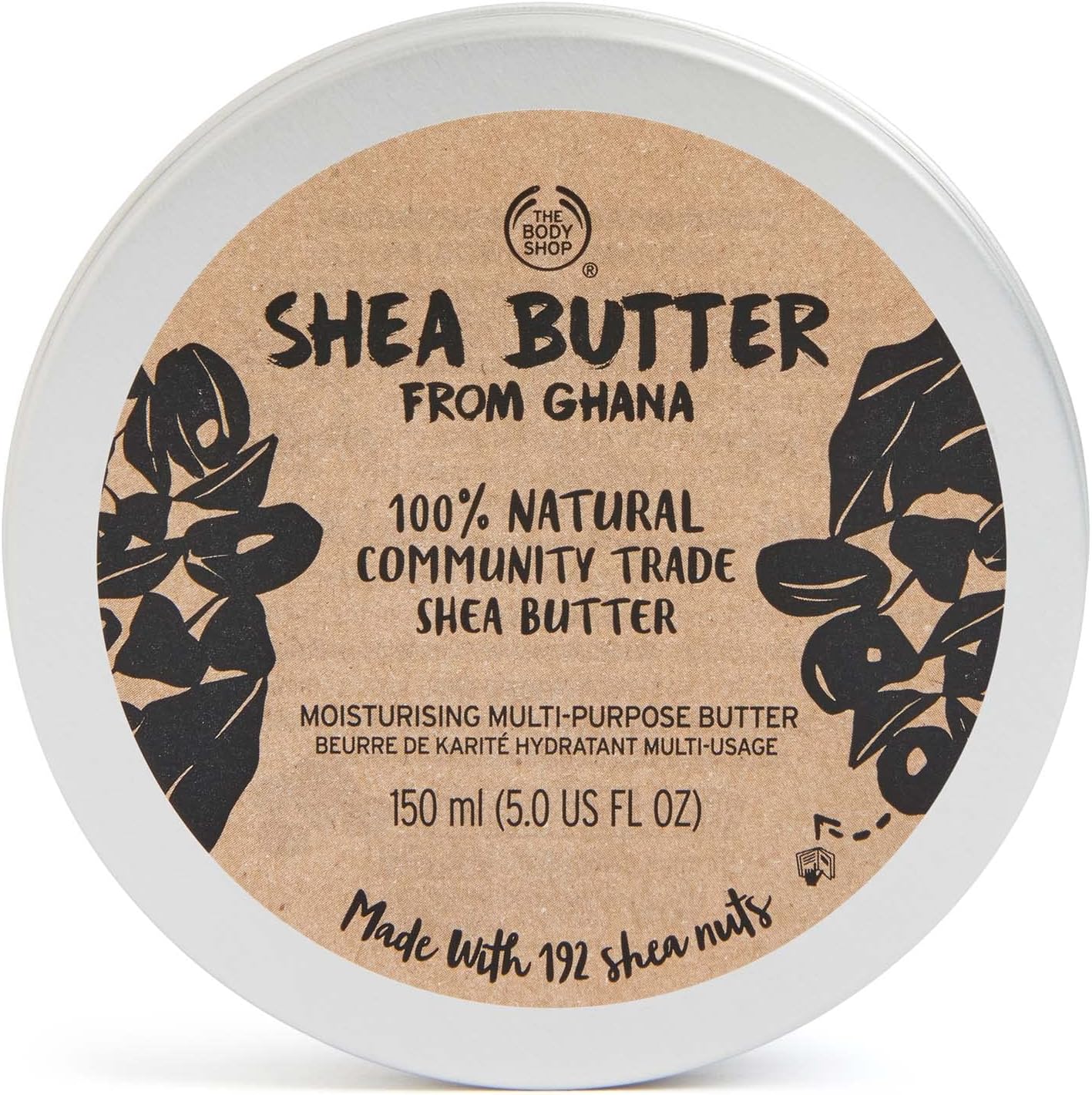 The Body Shop 100% Natural Shea Butter – Nourishing Multi Purpose Butter for Body, Hair, Face & Lips – Vegan – 5 oz
