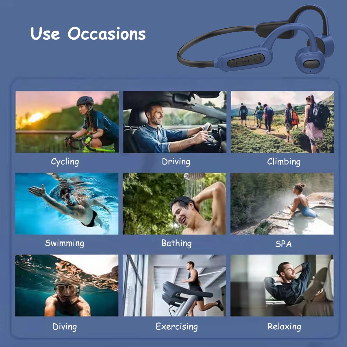 YUONNY Słuchawki pływackie przewodzenie kostne, bezprzewodowe słuchawki Bluetooth 5.0, 16 GB, pływanie, odtwarzacz MP3, zestaw słuchawkowy IPX8, wodoodporne, bezprzewodowe słuchawki sportowe HiFi, do biegania, jazdy na rowerze, jazdy na rowerze, fitnessu,
