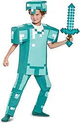 Disguise Minecraft Armor Deluxe Costume and Minecraft Sword Bundle, Child Size S (4-6)