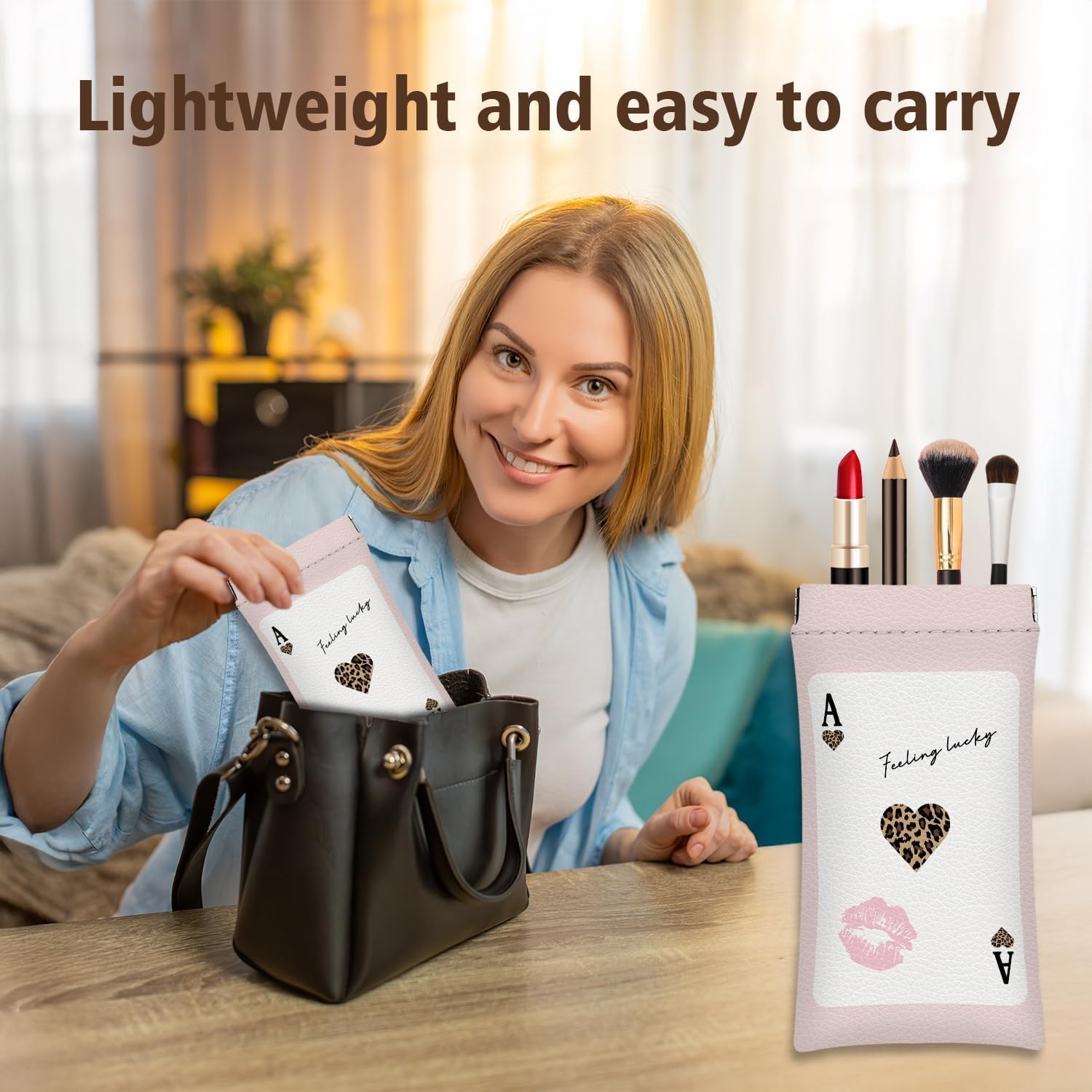 Squeeze Top Glasses Case Pack of 2, PU Leather Soft Sunglass Pouch,Eyeglass Case for Women Men,or Student - Image 4