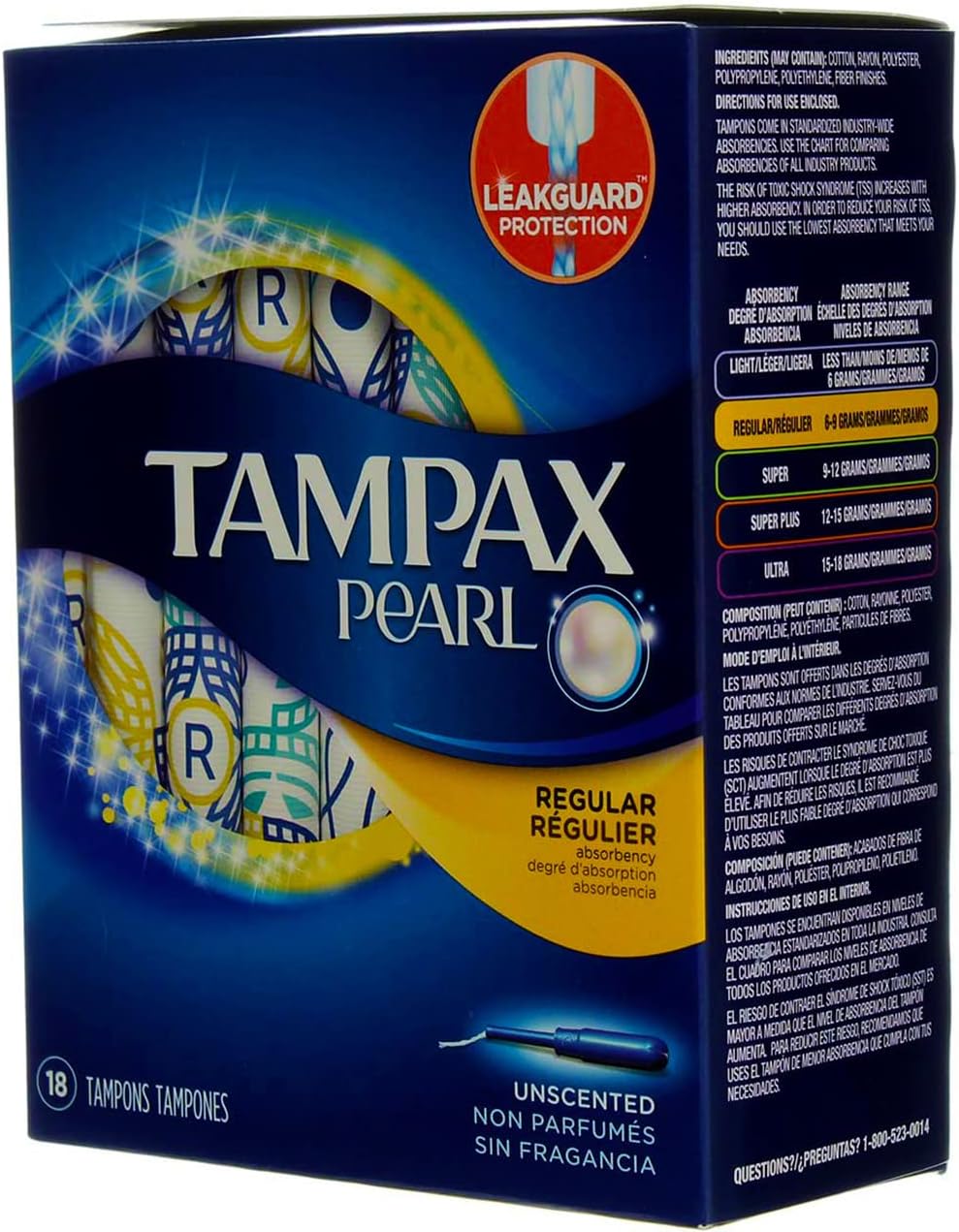 Tampax Plastic Unscented Tampons, Regular Absorbency 18 ea (Pack of 3)