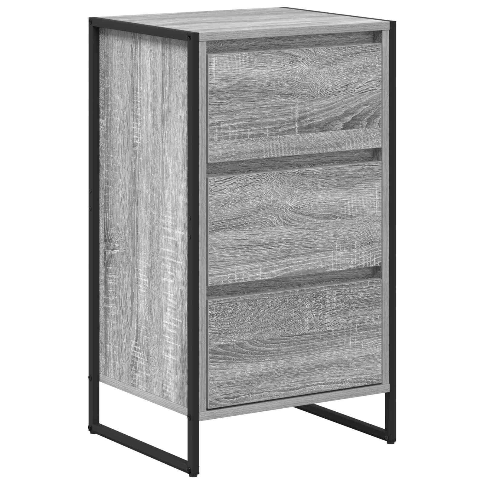 Aparador Sonoma gris, 42 x 36 x 75,5 cm, material de madera, diseño industrial, armario de almacenamiento, robusto, con cajón para salón, cocina