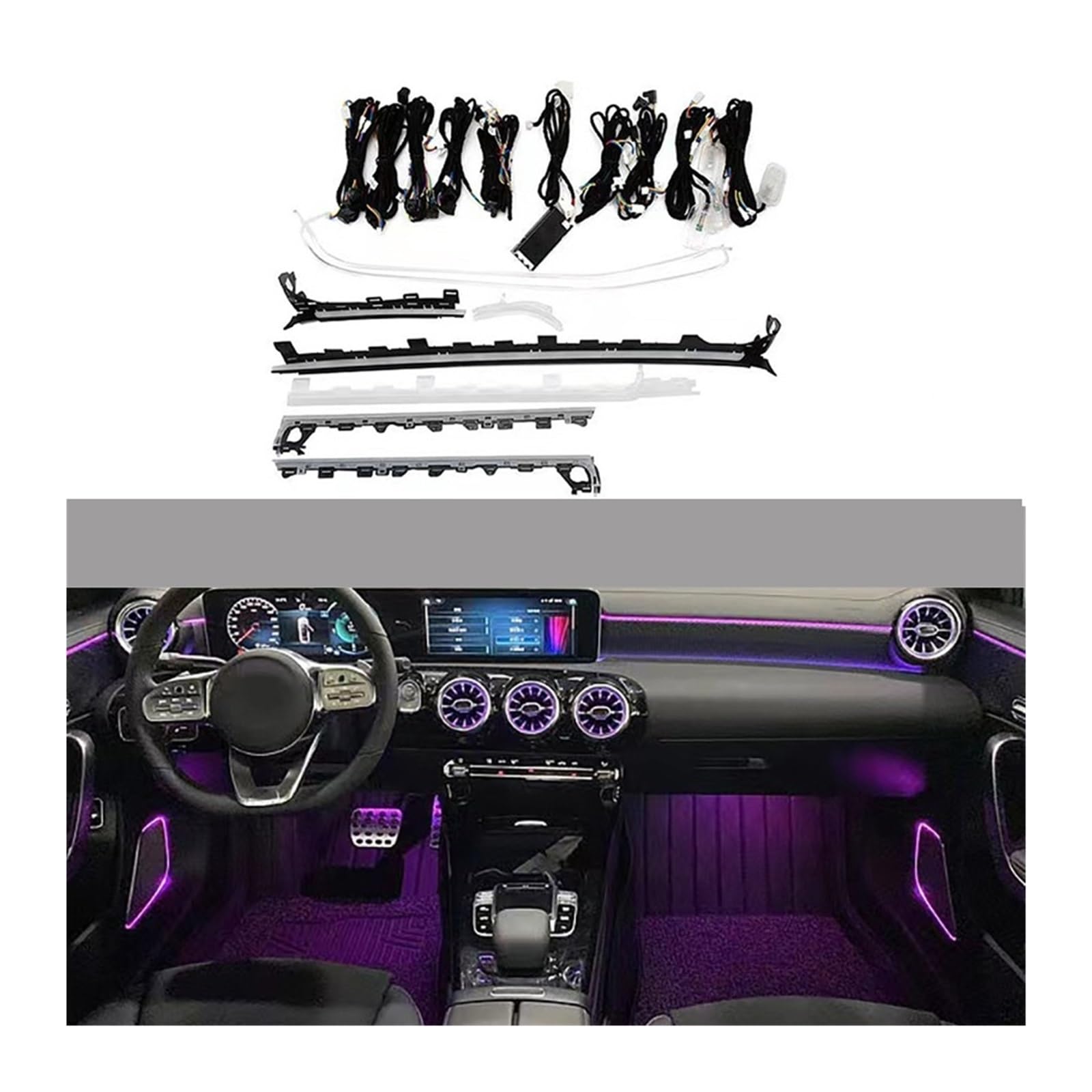 XCZPRKMXY 64 Colorful Atmosphere Lamp Replace Trim Installation Need To Program Compatible With Mercedes Benz CLA-Class W118 2020-2022 Models