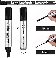 Vista 4 de Mr. Pen - Marcadores permanentes jumbo, paquete de 4, punta de cincel, negro, grueso, grande, punta ancha