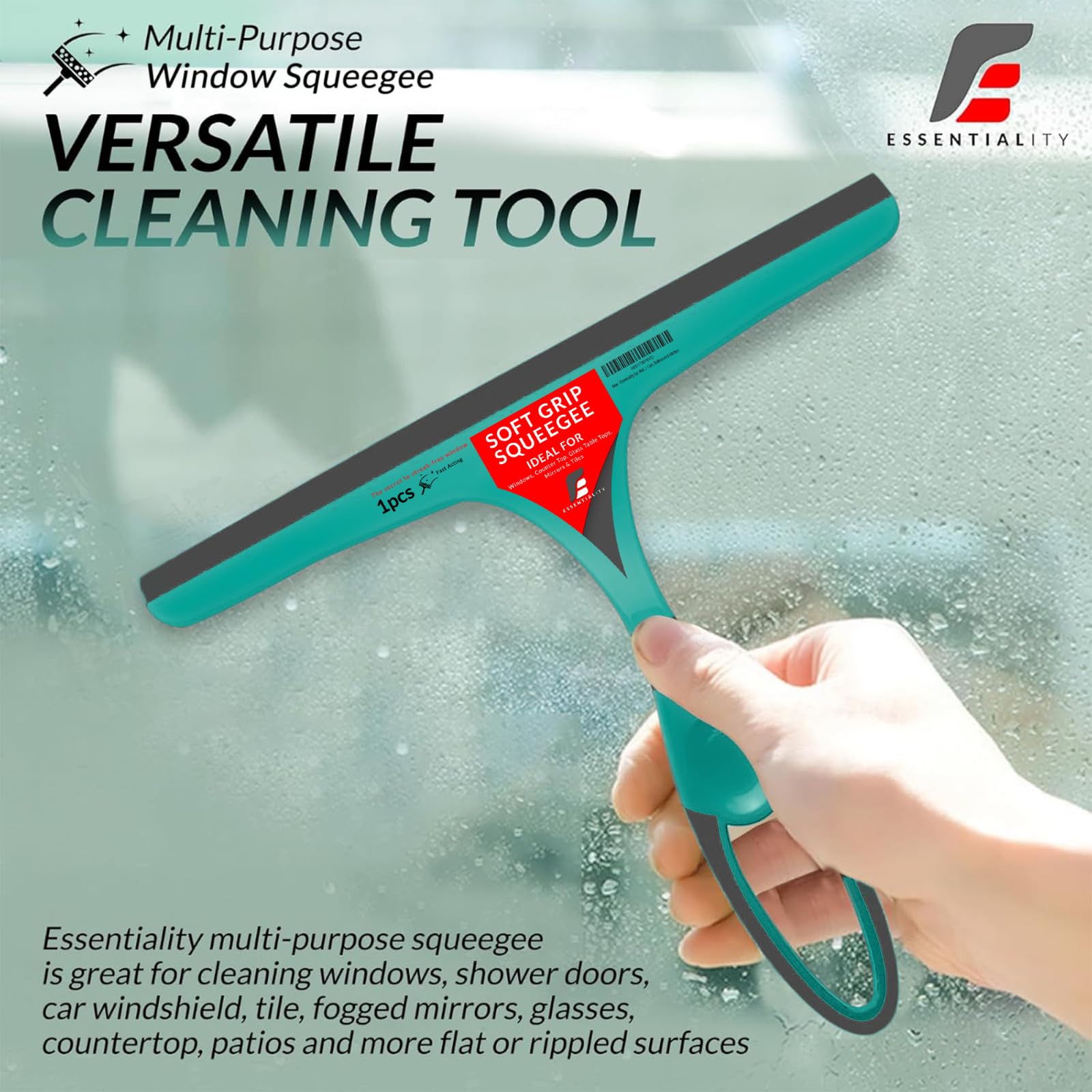 Essentiality 2-Pack Multipurpose Window Squeegee, Durable Shower Squeegees For Mirrors & Tiles - Image 2