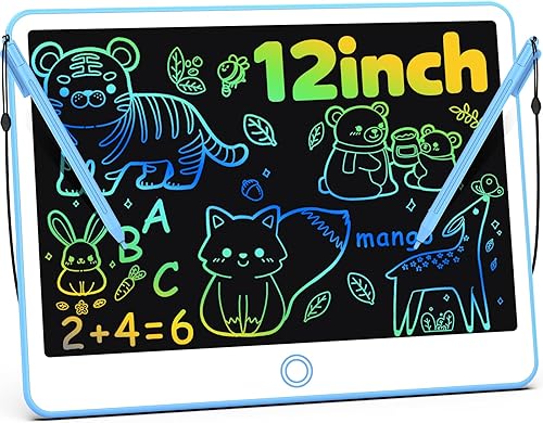 Miniatura 8 de Tableta de escritura LCD, tablero colorido de 12 pulgadas, tableta de dibujo reutilizable, juguete educativo y de aprendizaje para niños y niñas de