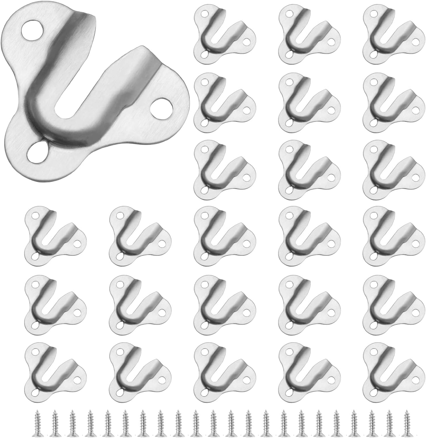Murtenze 20PCS Brushed Silver Keyhole Hangers Buckle Type Picture Hanger, Single Keyhole Hanging Plate Mirror Picture Frame Hangers Kit for Wall Mounting Coat Rack, Mug, Wooden Board