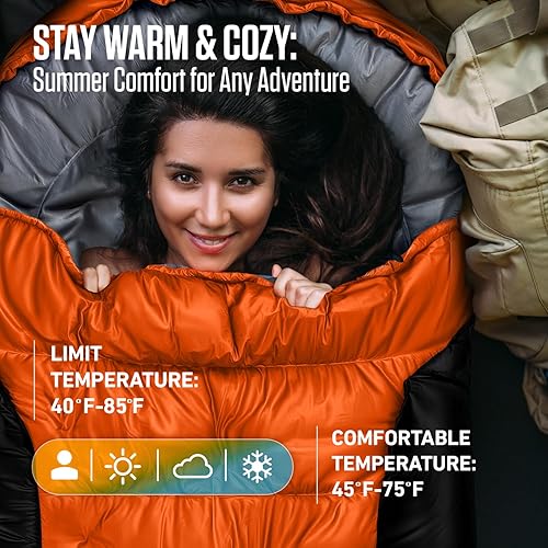 Miniatura 3 de VENTURE 4TH Saco de dormir para mochileros  XXL, tamaños dobles e individuales  Saco de dormir ligero para clima cálido y frío para adultos, niños y