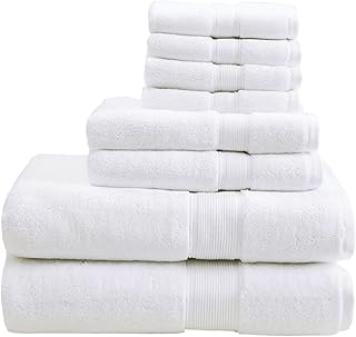 Madison Park Signature - Juego de Toallas de baño de Lujo 100% algodón de 800 g/m², Altamente absorbentes, de Secado rápido, Calidad de Hotel y SPA para baño, Varios tamaños, Color Blanco, 8 Piezas