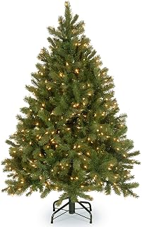 National Tree Company 4.5 ft Pre-Lit Downswept Douglas Fir Artificial Christmas Tree, 450 Clear Lights, 525 Tips, Includes Stand, Green - Amazon product rated Grade A