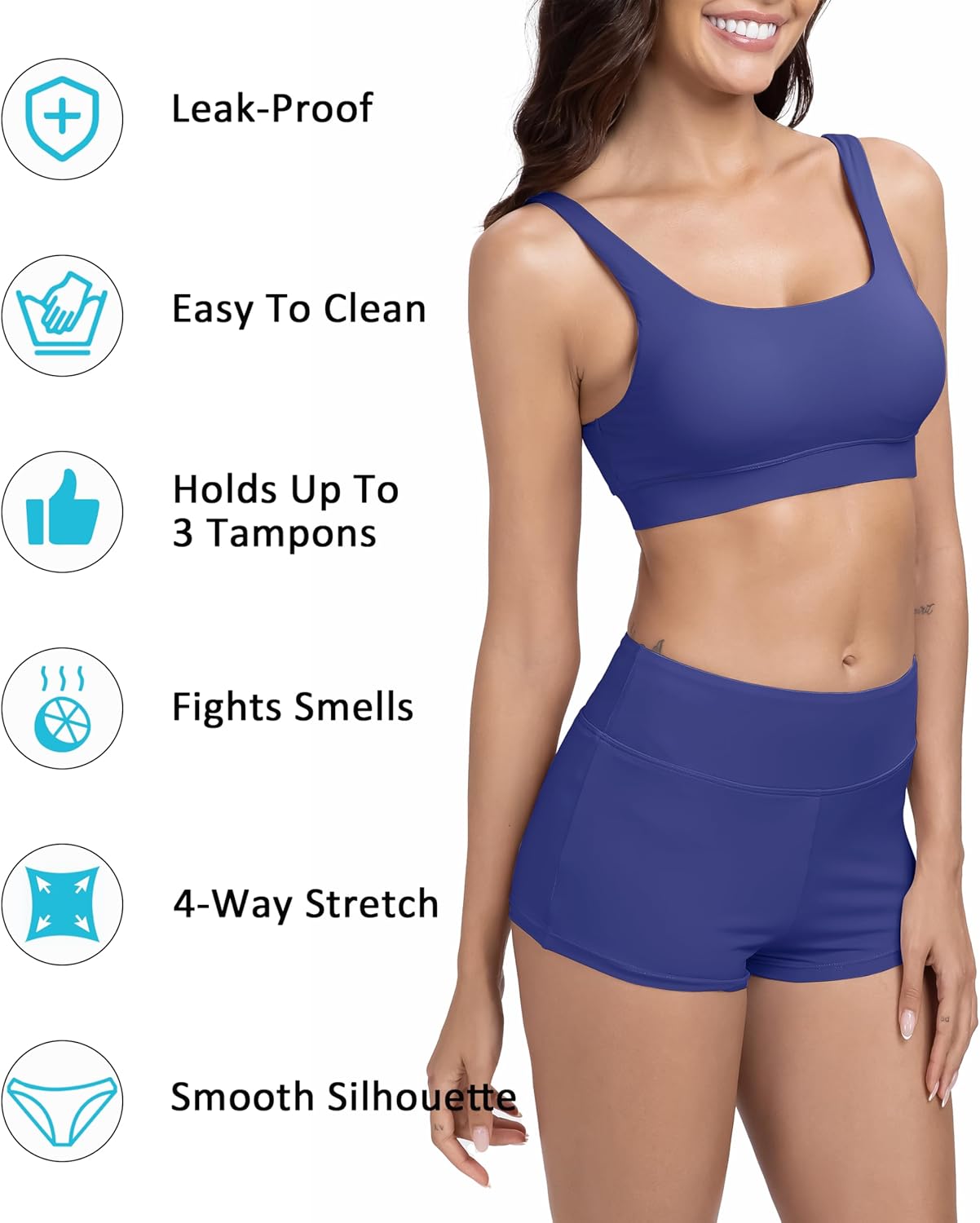 Beautikini Period Swimwear Sporty Bikini Sets Two Piece Menstrual Swimsuits Leakproof Bathing Suit for Teen Girls - Image 3