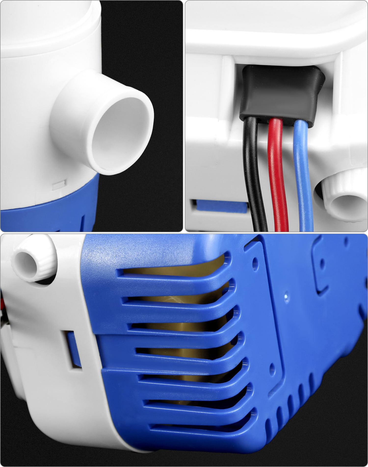 QWORK® Pompa di sentina 12v automatica, con galleggiante, 1100GPH, per allevamenti ittici, acquari, navi