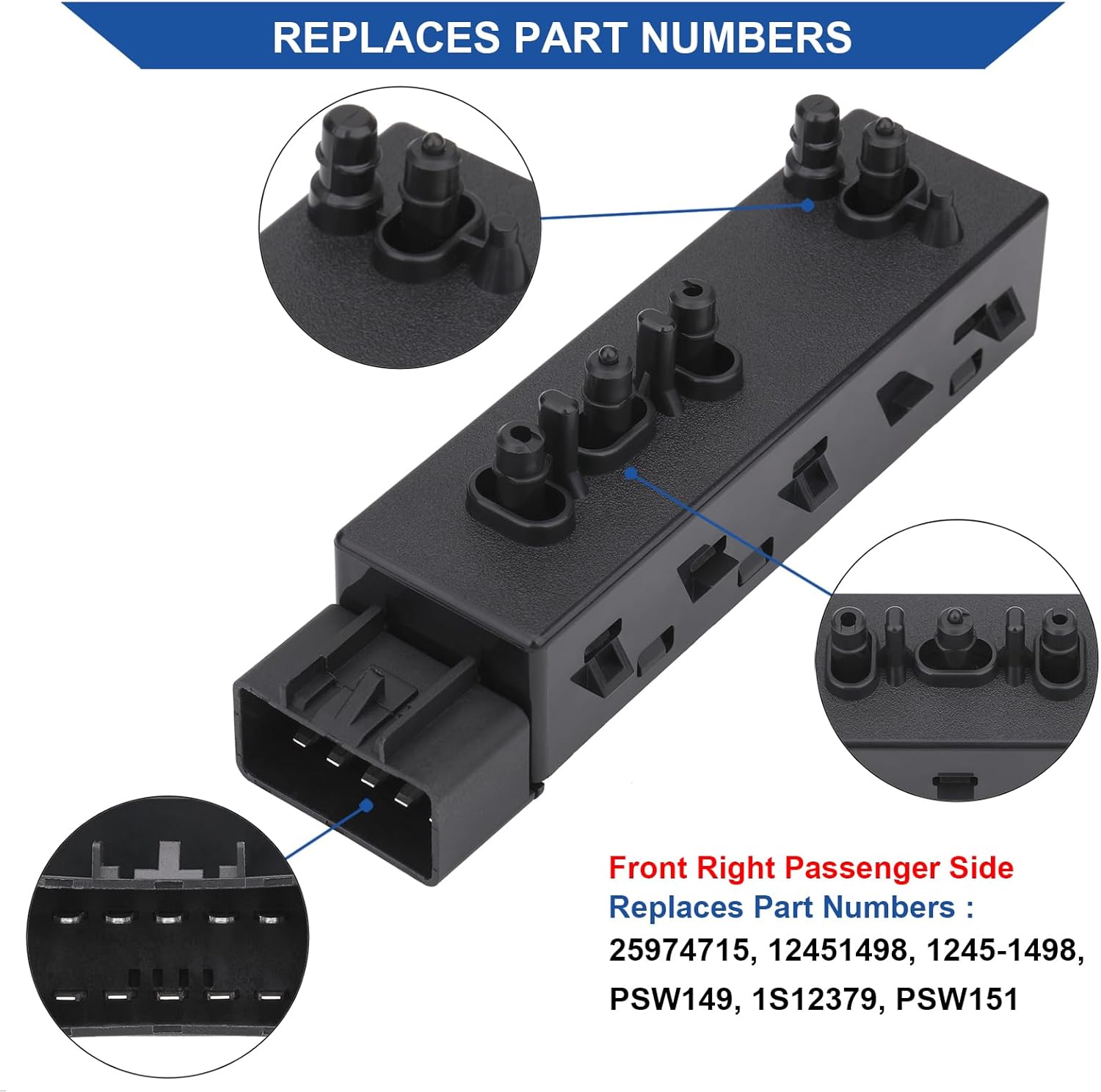 Obaee Driver & Passenger Seat Switch 25974714/25974715 Compatible with Chevrolet Chevy Camaro/Equinox/Malibu 2010-2019, Cadillac/GMC/Buick, Recliner Adjust Tilt Control 8 Ways