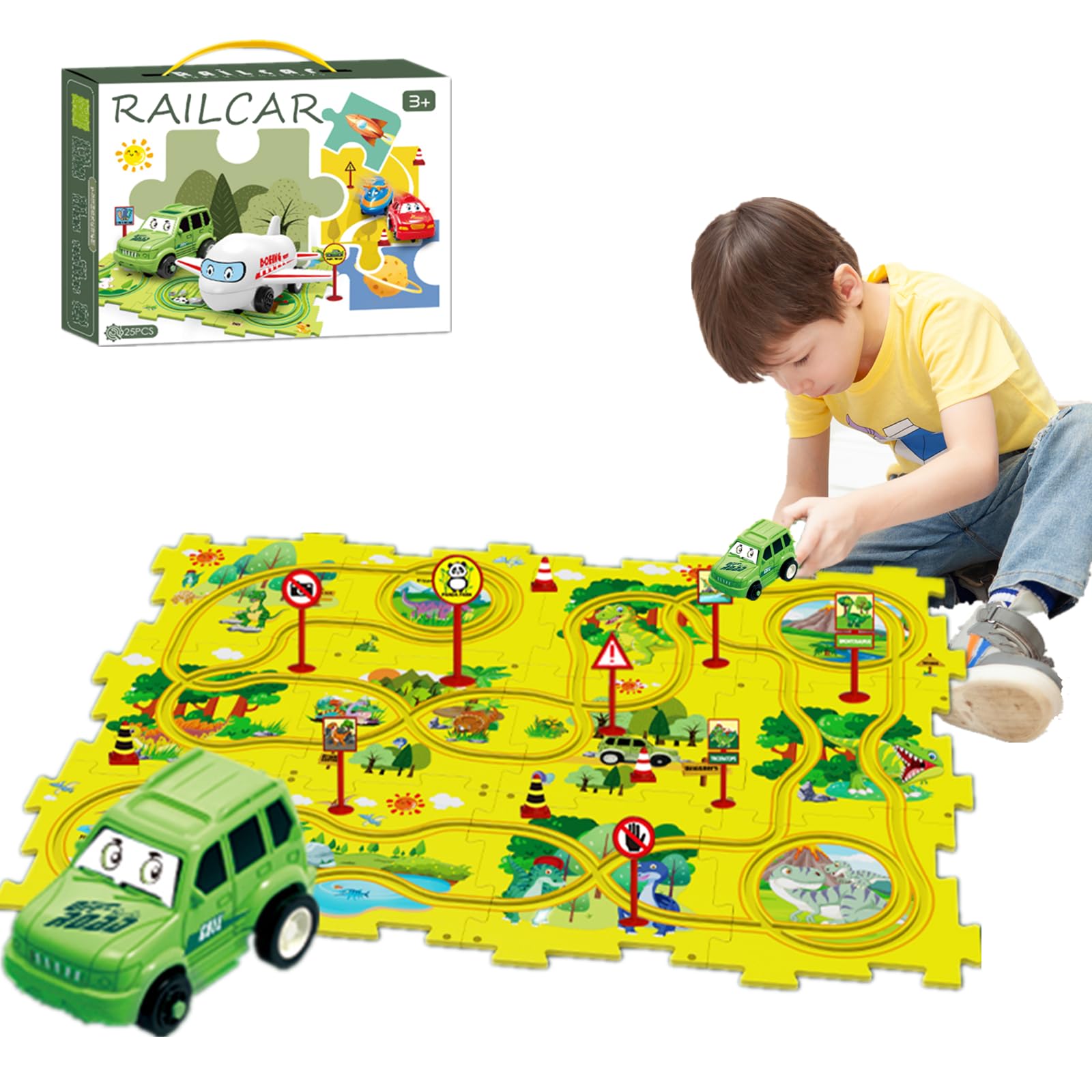 Buy DQTYE Puzzle Slot Car Track Playset DIY Assembling Electric Trolley