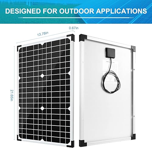 Miniatura 2 de Apowery Kit de panel solar de 30 W 12 V monocristalino, mantenimiento de batería + controlador de carga solar de 10 A + cable de extensión con clips