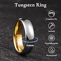 Vista 88 de King Will Alianza de boda de carburo de tungsteno para hombres y mujeres, anillos de promesa para parejas abovedados de alto pulido Plata-8 mm.