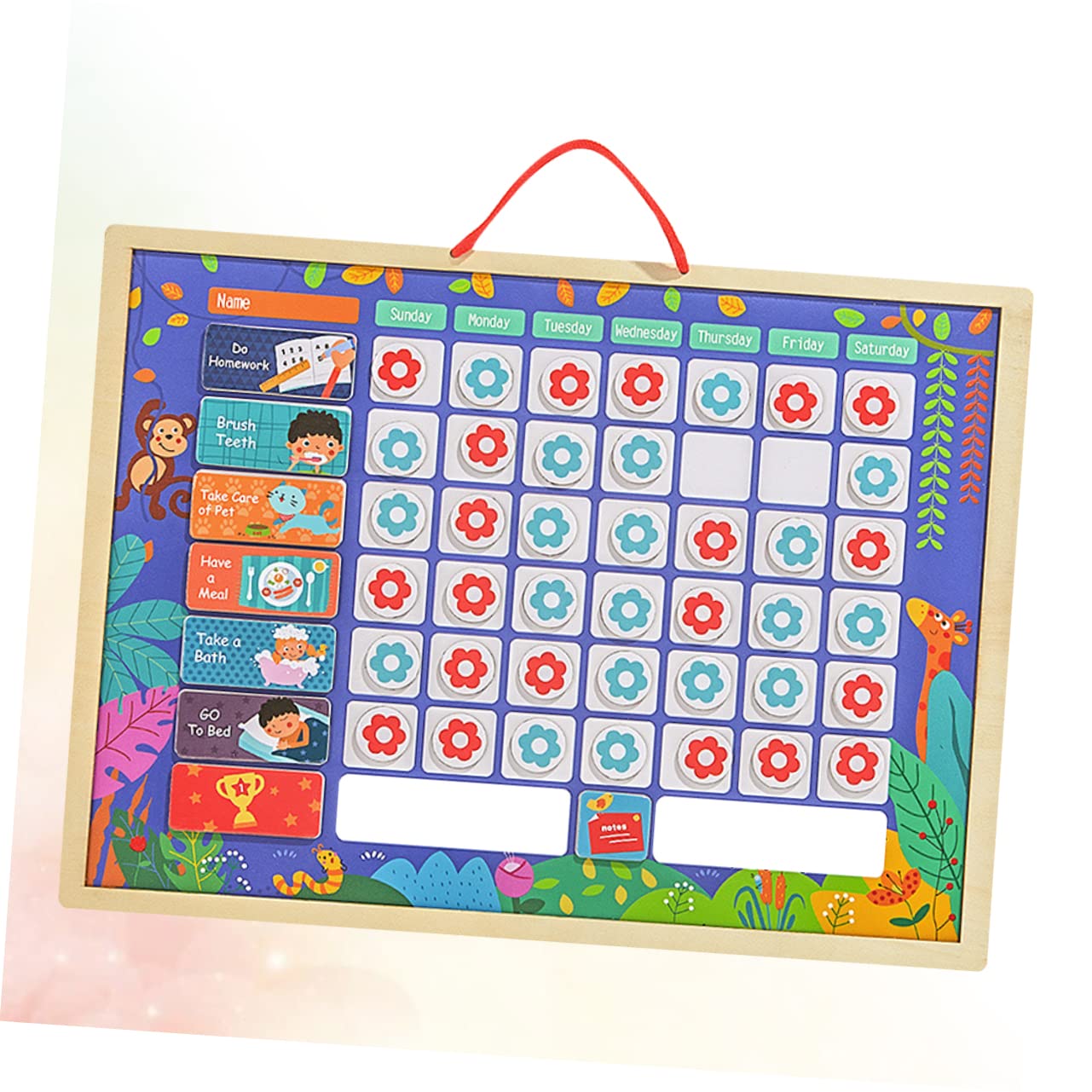 NUOBESTY Tabla de Recompensas de Comportamiento para Niños de Madera