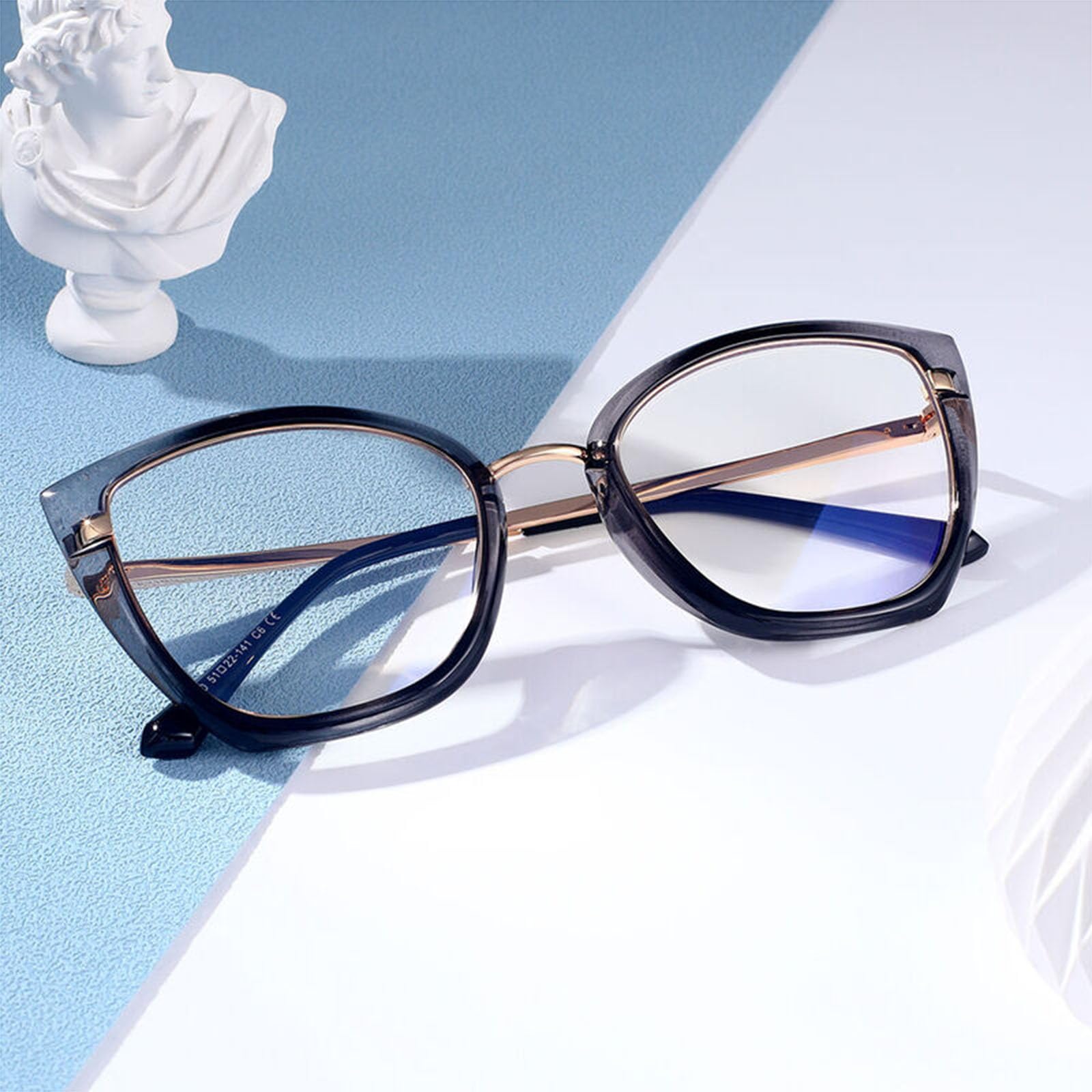 Occhiali da Lettura Occhio di Gatto Retrò:Metallo TR Frame Vintage con Anti Luce Blu Lenti Cerniera a Molla Occhiali Lettori per Donna Uomo