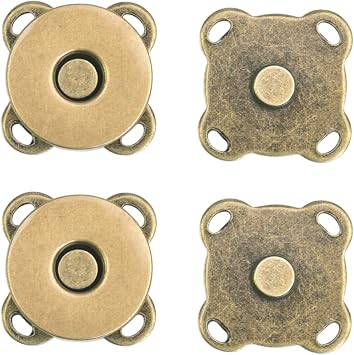 12 Sets Magnetic Snaps Buttons Sew in Magnetic Plum Bag Clasps Button Snaps for Purses Handbag Clothes Scrapbooking Closure Fastener Sewing Craft DIY 15mm Bronze