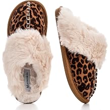 mazeskin Womens Fluffy Memory Foam Slippers, Cozy Winter Furry House Shoes with Fuzzy Warm Lining and Non-Slip Rubber Sole Indoor Outdoor