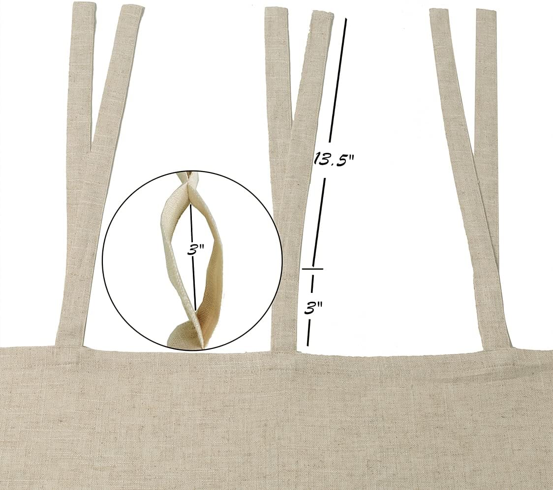 Central Park Linen Tie Top Curtain Semi Sheer Window Treatment Linen Cotton Blend Decorative for Living Room Drape 63 Inch Length Treatment for Bedroom Farmhouse Rustic Curtain, Linen, 1 Panel