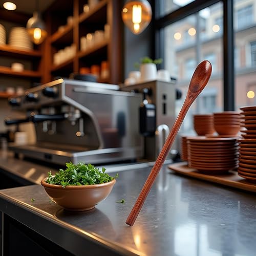 Miniatura 5 de Cuchara de miel, cucharas de madera, cuchara de mango largo, cuchara de café, cucharas de té, cucharas de cocina para cocinar accesorios de café, 6