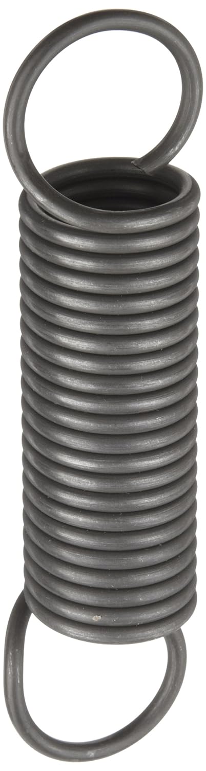 Music Wire Extension Spring, Steel, Inch, 1.25" OD, 0.148" Wire Size, 6" Free Length, 9.96" Extended Length, 88.38 lbs Load Capacity, 20.3 lbs/in Spring Rate (Pack of 10)