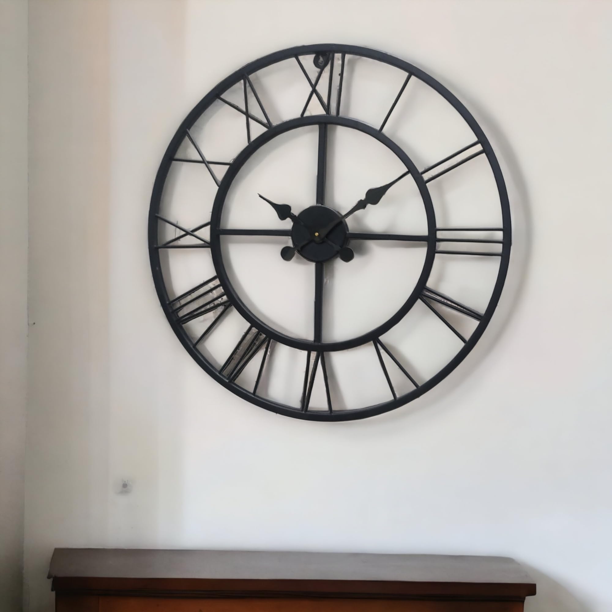Craftique Metal Analog Wall Clock,60 Cm Easy To Read For Living Room/Home/Kitchen-Black (24 Inch)