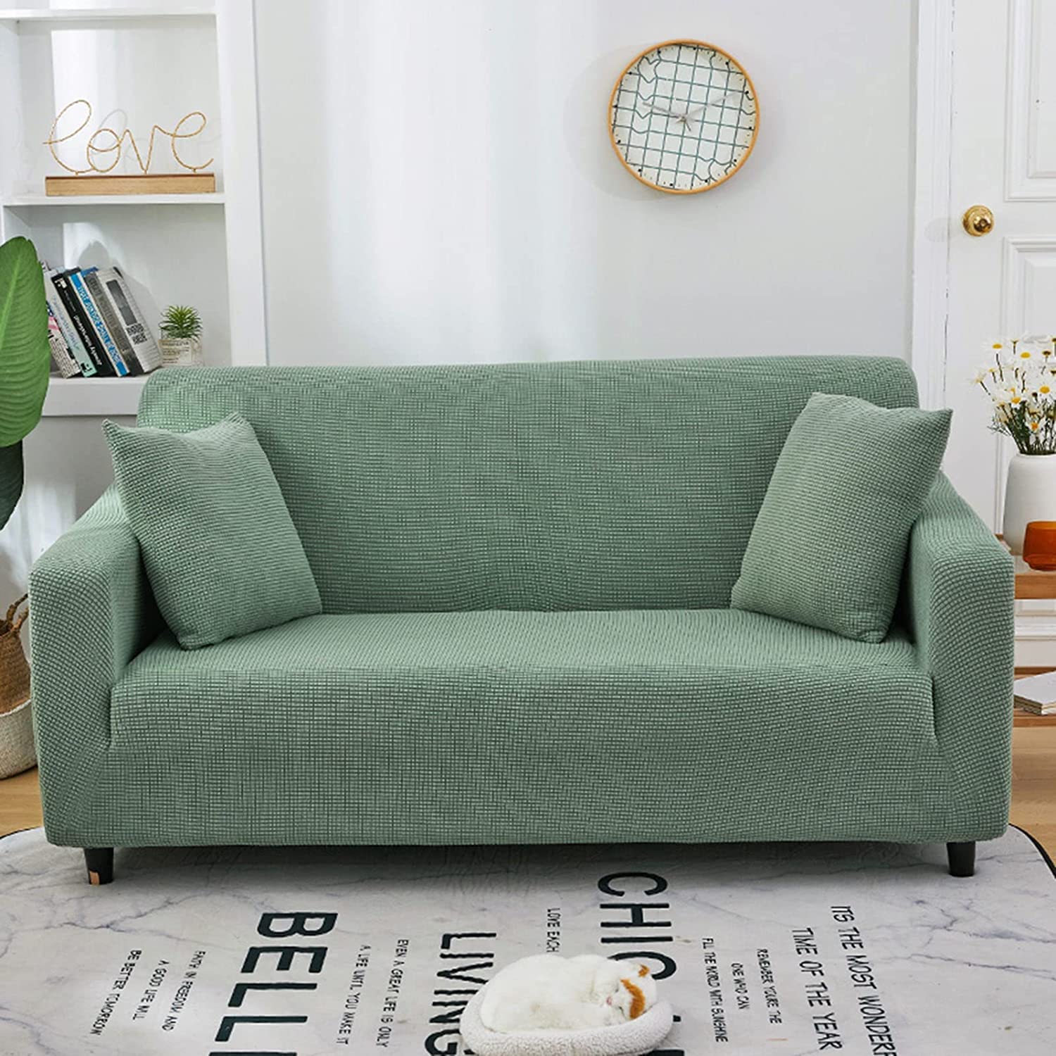 MGEMJMJ Armchair Slipcovers,Stretch Water Resistant Non Slip Thick Sofa Cover Couch Cover For Living Room Sofa 1 2 3 4 Seater(Size:2 Seater(145-185cm),Color:F)