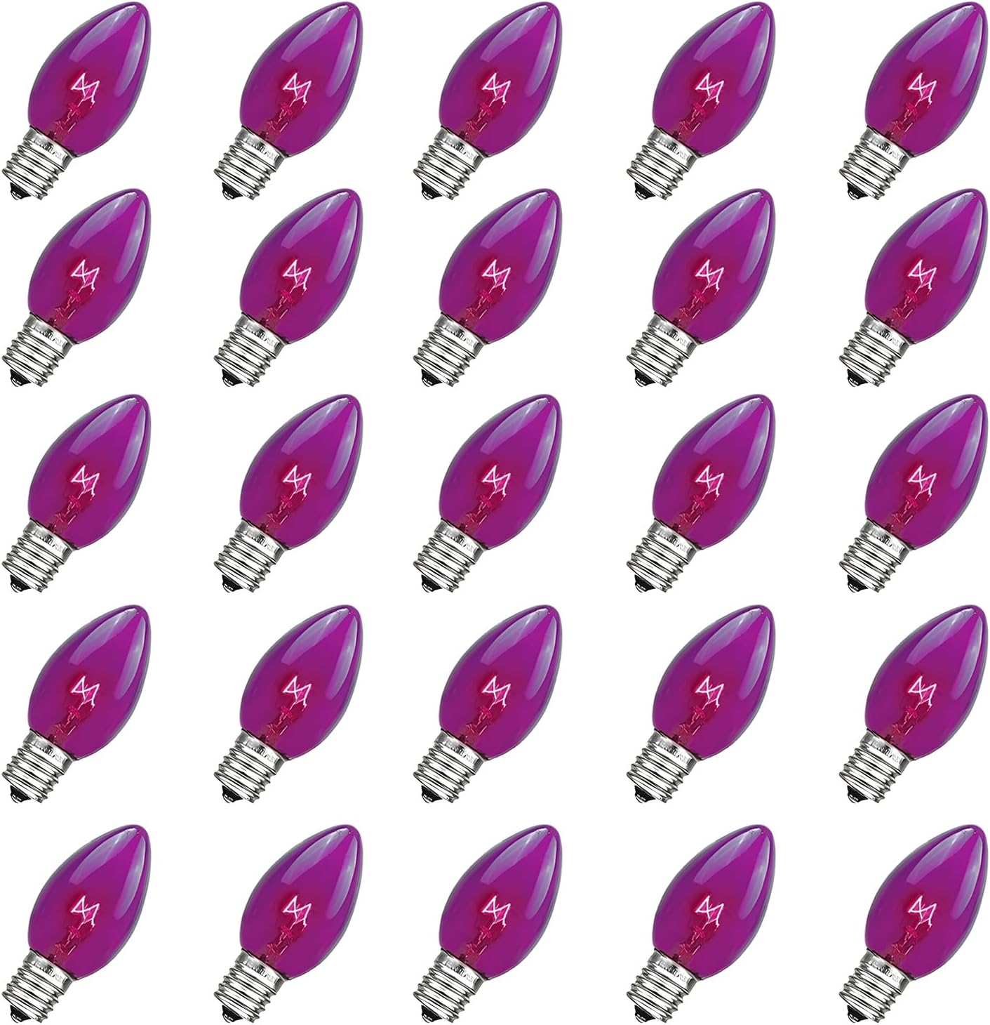 Christmas C7 Bulbs Purple,25 Pack C7 Purple Light Bulbs Christmas