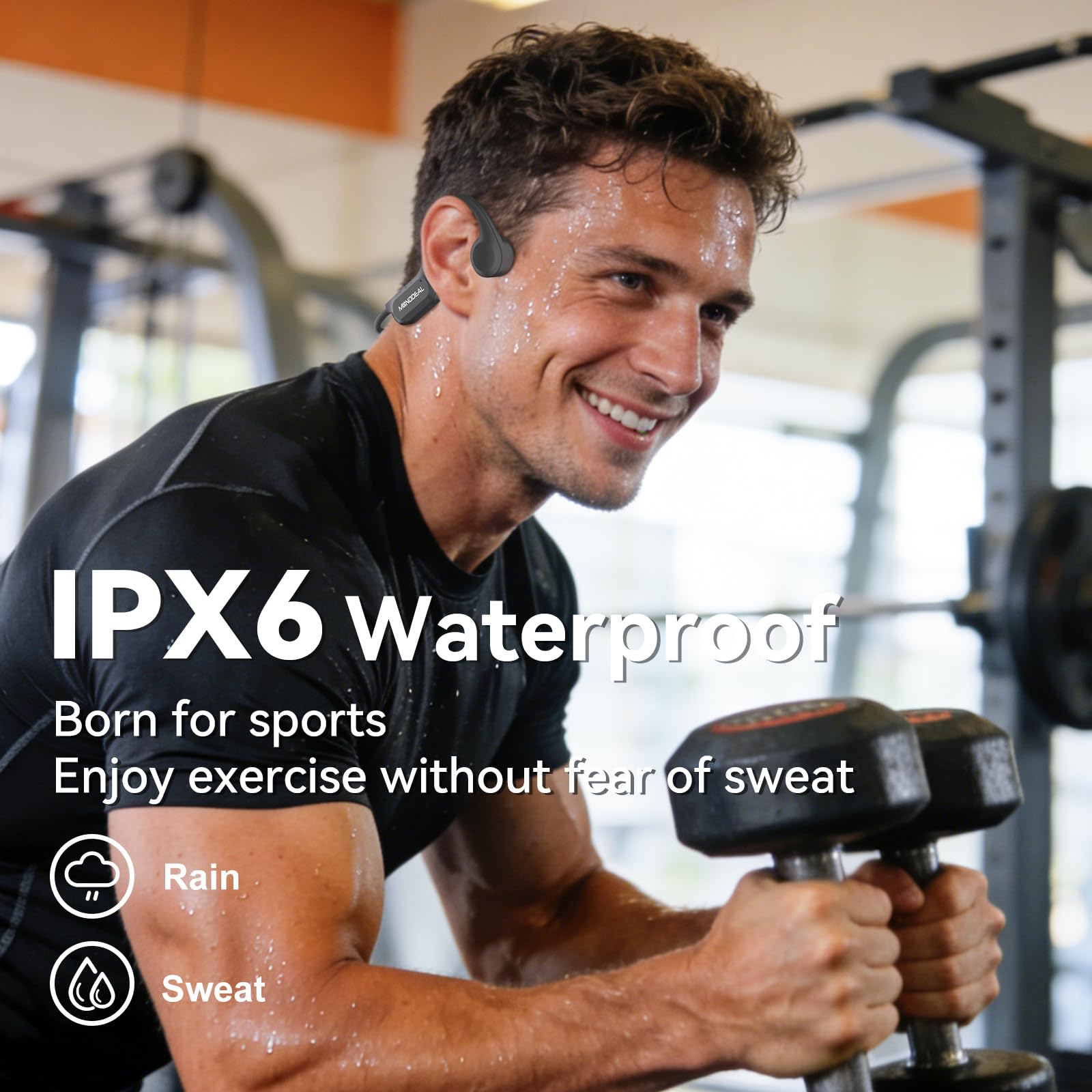 Knochenschall Kopfhörer Bluetooth 5.3 für Laufen Radfahren, Type-C Ladung | IPX6 Wasserdichte, Nicht zum Schwimmen, 27g Ultraleicht, 15mm Lautsprecher