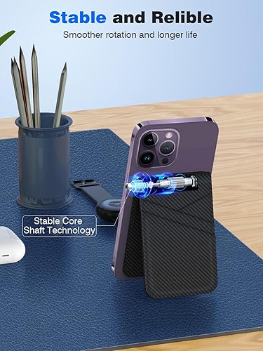 Miniatura 6 de TopMade Soporte para cartera Mag Safe, soporte magnético más fuerte para iPhone serie 171615141312, cuero vegano, bloqueo RFID, 5 ranuras para