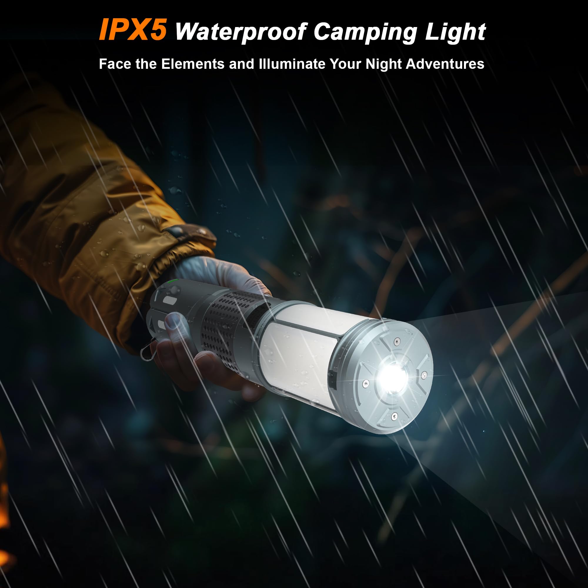 Camping-Lichter, wiederaufladbare Teleskop-Camping-Lichter mit Ständer, 12000 mAh, Campinglaternen und Lichter mit RGB, Magnetfuß, tragbare Taschenlampen für Camping, Wandern, Notfall