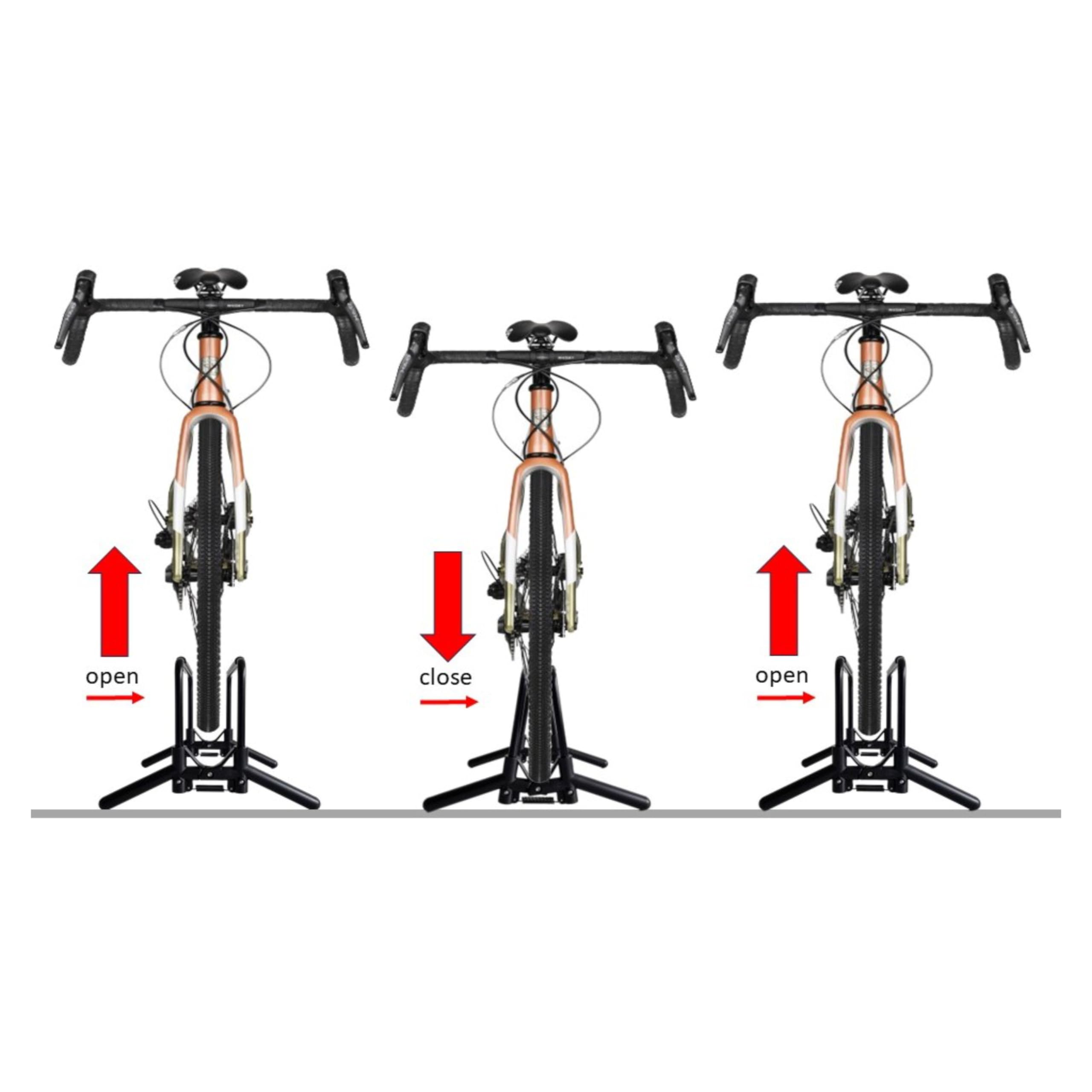 CareGo Fahrradstnder Boden - freistehender stabiler Rad Stnder fr Gravel-  Road- MTB- Rennrad und Trekking- Bike fr Garage, Fahrrad Keller und  Wohnung. Mit Automatik-Funktion : Amazon.de: Sport & Freizeit