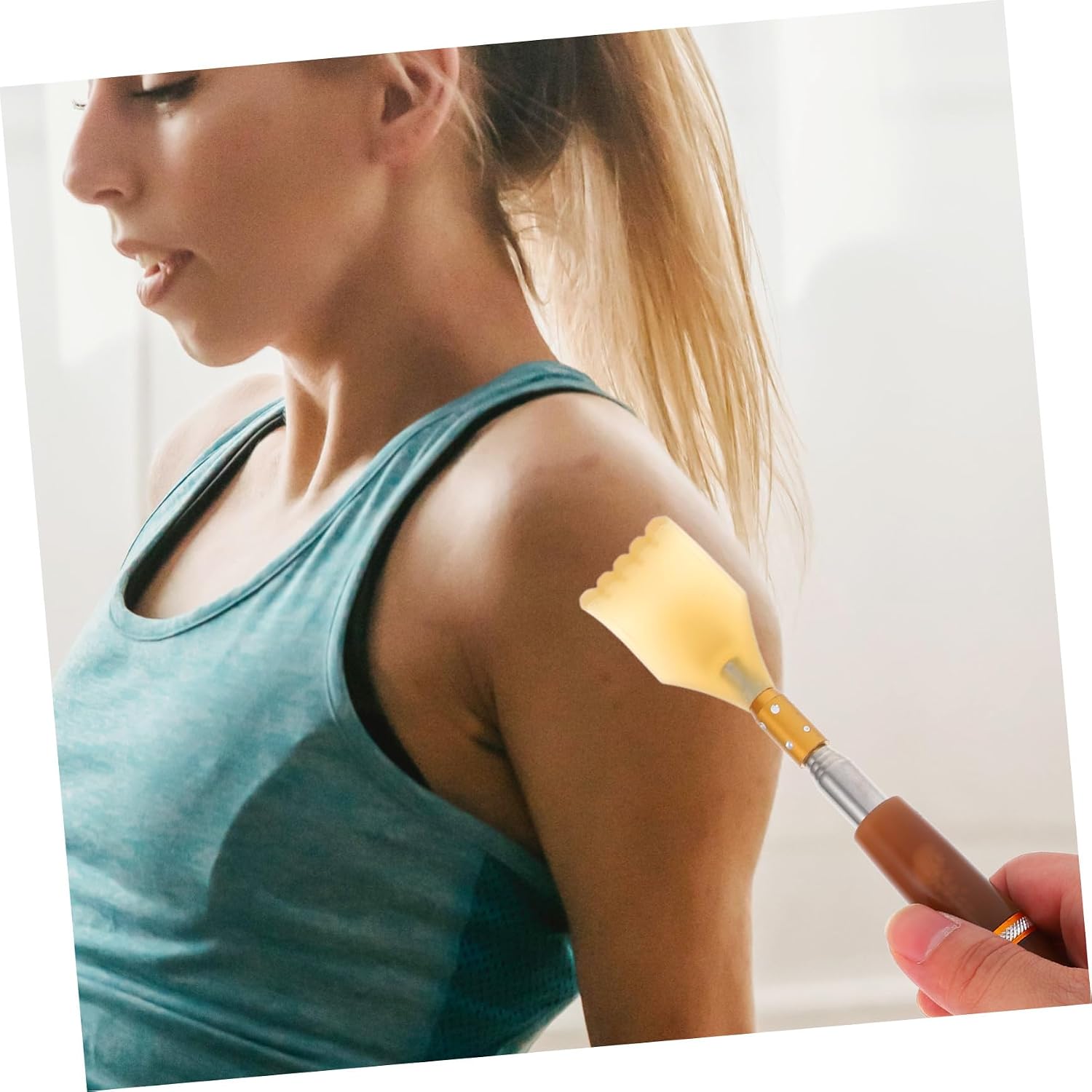 Dual-Headed Telescoping Back Scratcher with Rolling Balls Horn Material for Fatigue Relief Portable Extendable Stainless Steel Body Massage Tool for Men and Women Home Travel Use