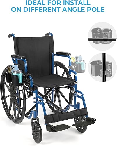 Miniatura 4 de ISSYAUTO Bolsa lateral para silla de ruedas + portavasos para silla de ruedas