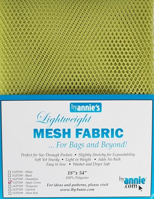 By Annie Light Weight Mesh Fabric 1 8 x 54-inch 100% Polyester Apple Green, Acrylic, Multicoloured, 0.09 x 7.4 x 9.4 cm