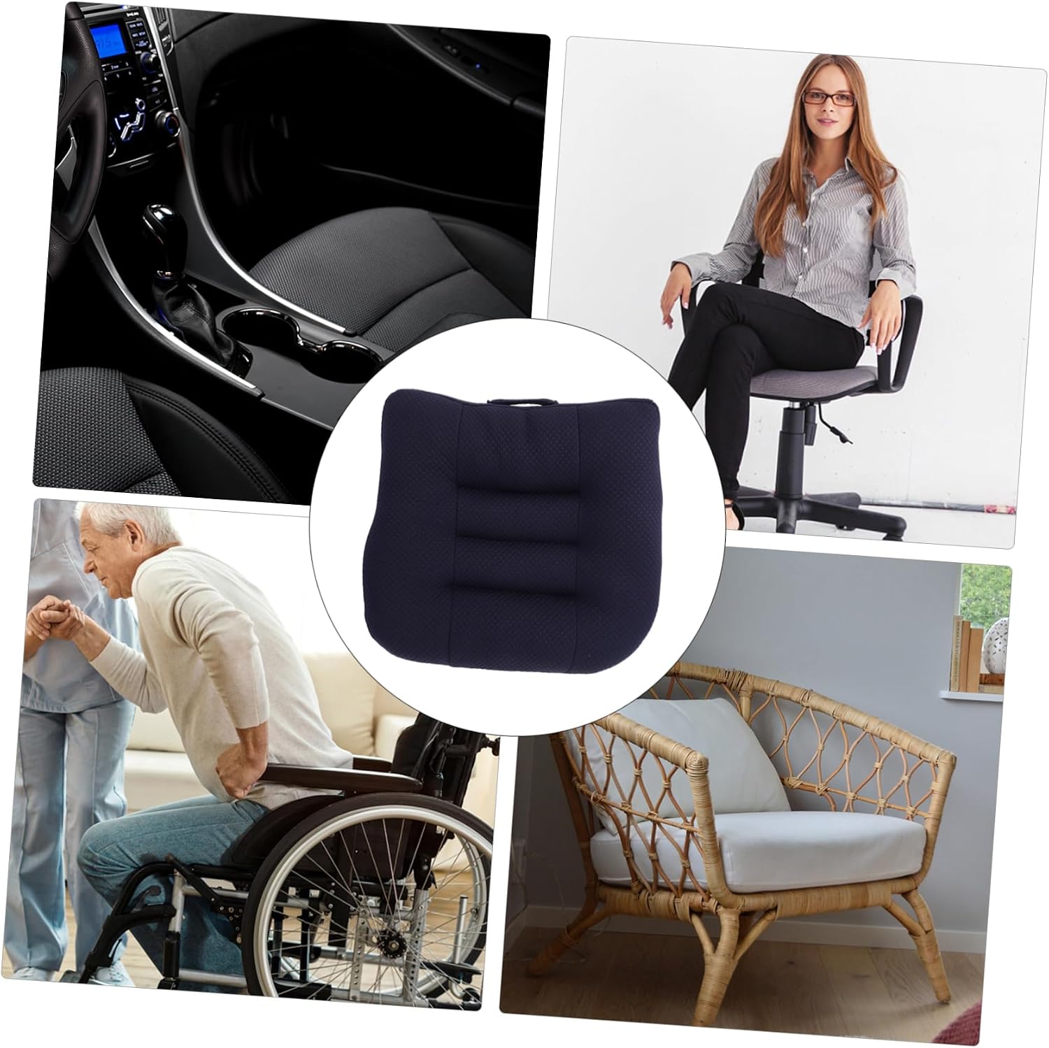 Seat Mat Heightening Cushion Blue 6cm for Office Chair Wheelchair Car Driver Back Support Pillow