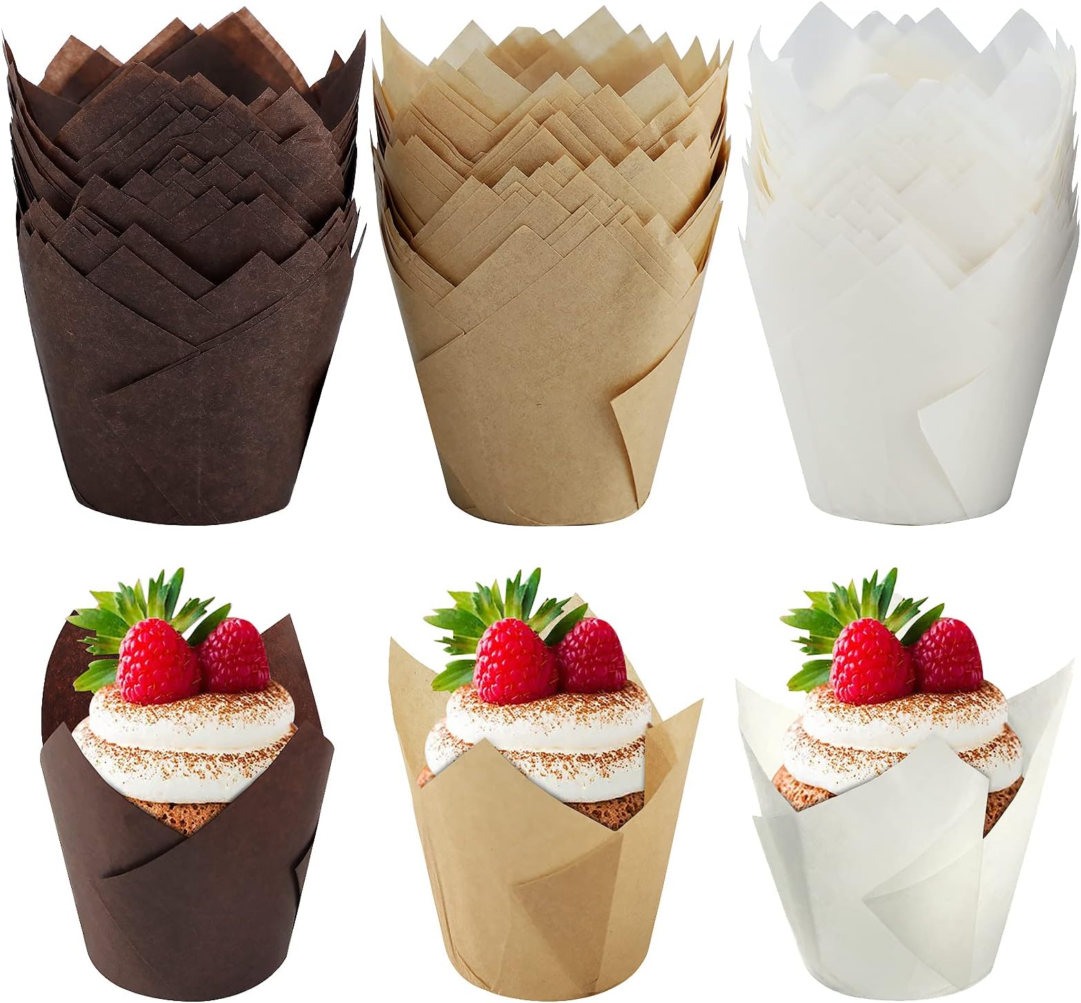 MULEVIP Caissettes Cupcake 250 Pièces Tasses de Papier de Cuisson de Tulipe, Muffin Papier