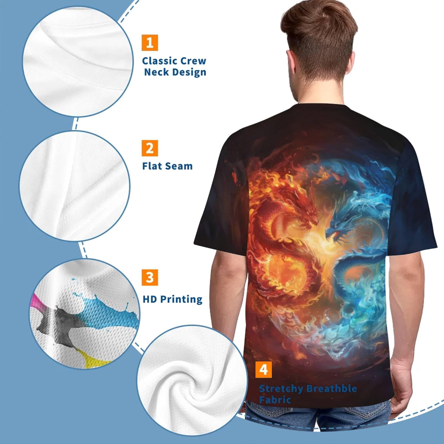 3D Pattern Print T-Shirt with Breathable Cool Lightweight Flexible Easy to Match Diverse and Stylish Casual Wear - Image 2