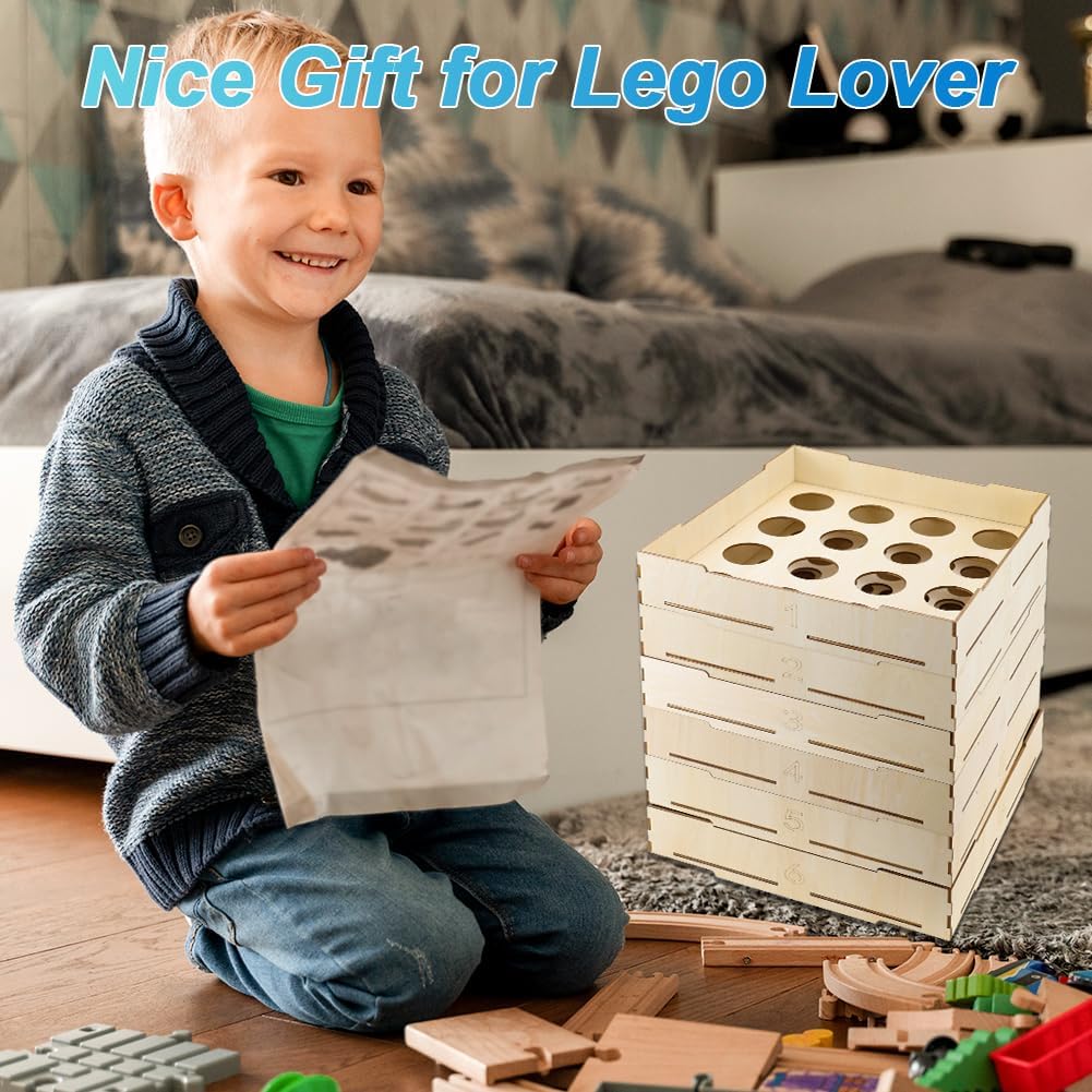 Abnaok 6-Tray Sorter & Sifter Box for Lego Blocks, Sorting Storage for Different Size Blocks, Gift for Lego Lovers, Teens & Adults